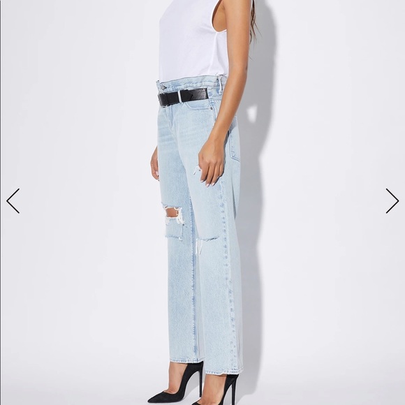 Intermix rta jeans women’s medium m $355 NWT new boyfriend distressed belt - Picture 3 of 12